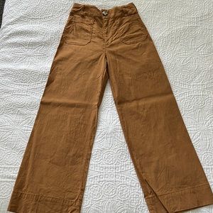 Anthropologie wide leg cropped, cotton pant. Acorn color size 25